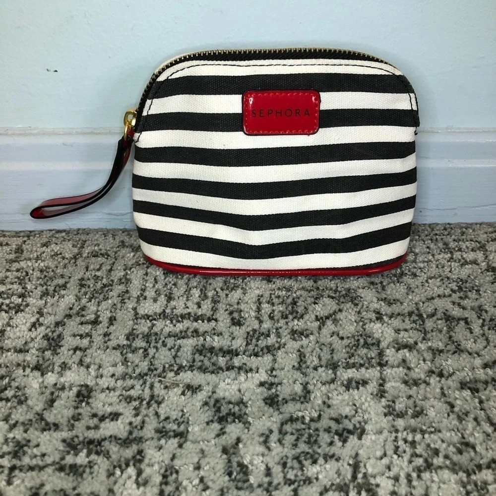 Sephora Black & White Striped Cosmetic Bag